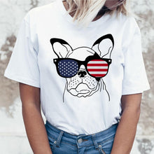 Load image into Gallery viewer, New summer French Bulldog Printed cute cartoon t shirt women casual white Tops fashion t-shirt Funny dog tshirt women clothing