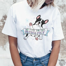 Load image into Gallery viewer, New summer French Bulldog Printed cute cartoon t shirt women casual white Tops fashion t-shirt Funny dog tshirt women clothing