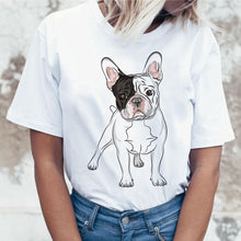 Load image into Gallery viewer, New summer French Bulldog Printed cute cartoon t shirt women casual white Tops fashion t-shirt Funny dog tshirt women clothing