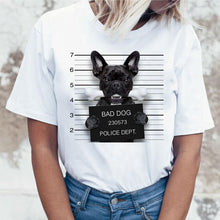 Load image into Gallery viewer, New summer French Bulldog Printed cute cartoon t shirt women casual white Tops fashion t-shirt Funny dog tshirt women clothing