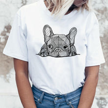 Load image into Gallery viewer, New summer French Bulldog Printed cute cartoon t shirt women casual white Tops fashion t-shirt Funny dog tshirt women clothing