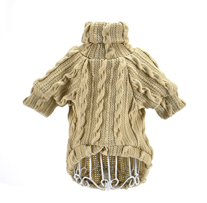 Hot selling pet high collar knitted sweater three dimensional embroidery collar label cat dog sweater dog clothing autumn winter