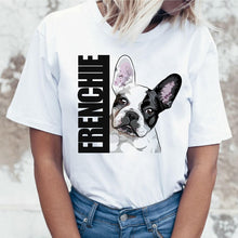 Load image into Gallery viewer, New summer French Bulldog Printed cute cartoon t shirt women casual white Tops fashion t-shirt Funny dog tshirt women clothing
