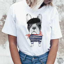 Load image into Gallery viewer, New summer French Bulldog Printed cute cartoon t shirt women casual white Tops fashion t-shirt Funny dog tshirt women clothing
