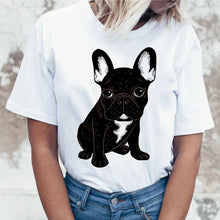 Load image into Gallery viewer, New summer French Bulldog Printed cute cartoon t shirt women casual white Tops fashion t-shirt Funny dog tshirt women clothing
