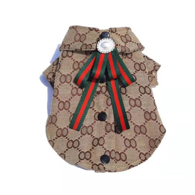 Pet Clothes  Cafe Color High Quality Fabric Teddy Chihuahua Bulldog Sweethearts Outfit Shirt Elegant Design Four Seasons Cat Dog